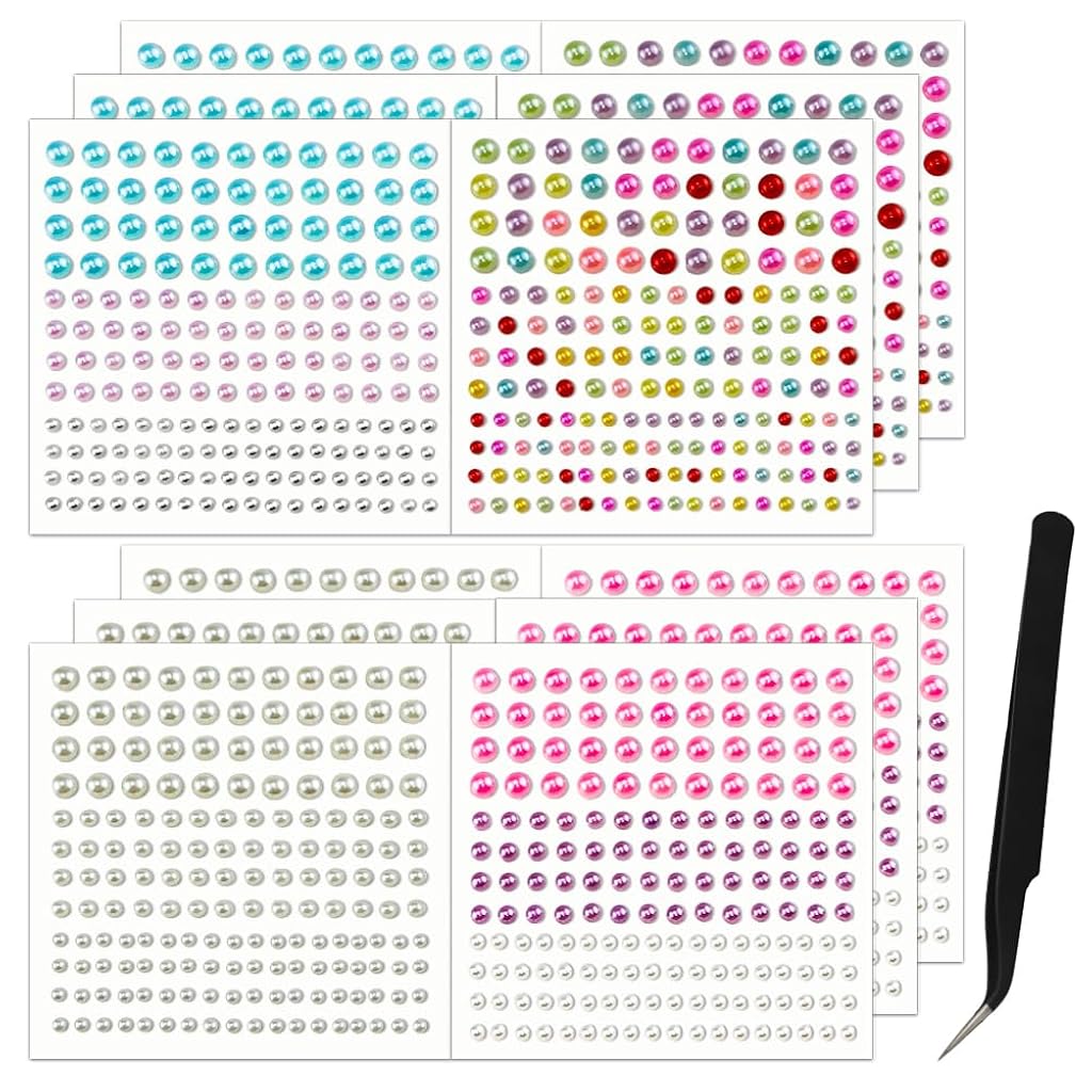 MAYCREATE® Pearls Face Gems, 12 Sheet Face Sticker Tweezers Kit, Pearl Makeup Stones, Self Adhesive Pearl Stickers for Face Hair, Colorful Flat Back Mermaid's Tear Beads Stickers for Party, Festivals MAYCREATE® Pearls Face Gems, 12 Sheet Face Sticker Tweezers Kit, Pearl Makeup Stones, Self Adhesive Pearl Stickers for Face Hair, Colorful Flat Back Mermaid's Tear Beads Stickers for Party, Festivals